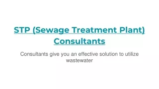 STP (Sewage Treatment Plant) Consultants