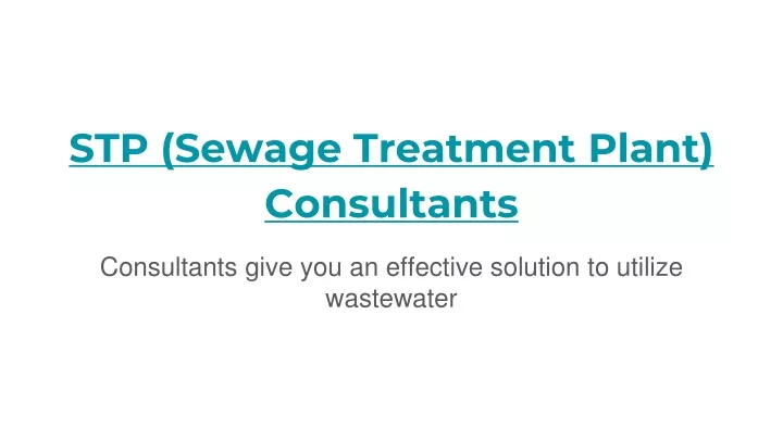 stp sewage treatment plant consultants