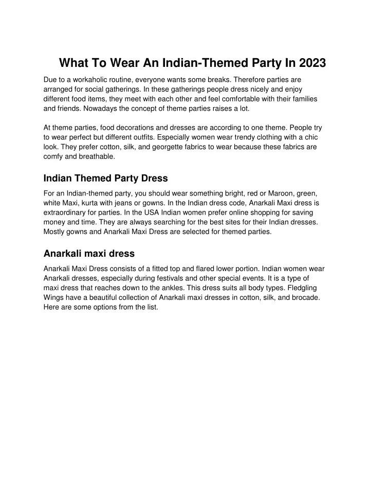 what to wear an indian themed party in 2023