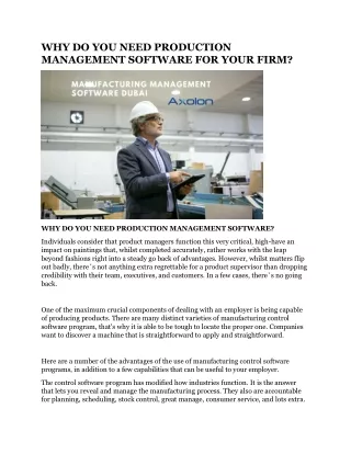 why do you need production management software