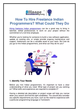 How To Hire Freelance Indian Programmers