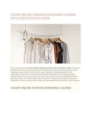LEARN ONLINE FASHION DESIGNING COURSE WITH CERTIFICATE IN INDIA