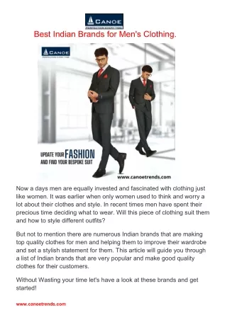 Best Indian Brands for Men's Clothing.