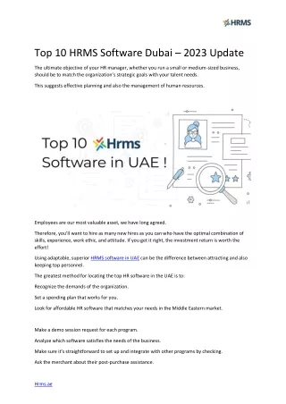 Top 10 HRMS Software Dubai