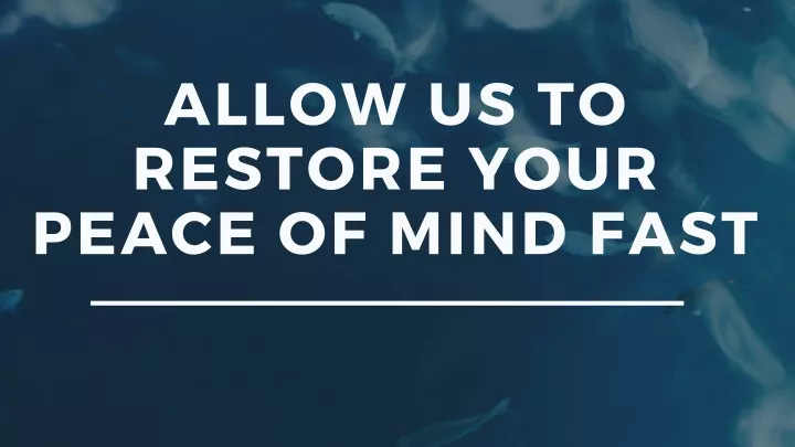 allow us to restore your peace of mind fast