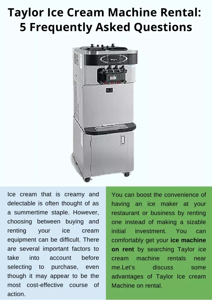 taylor ice cream machine rental 5 frequently