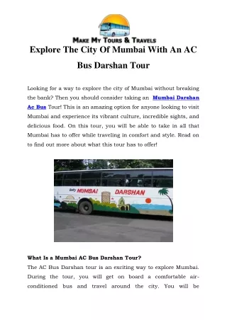 explore the city of mumbai with an ac