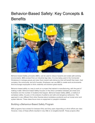 behavior based safety key concepts benefits