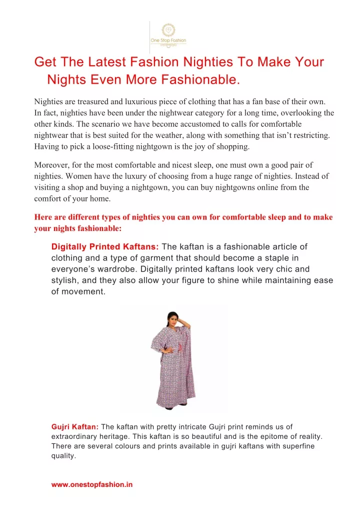 get the latest fashion nighties to make your