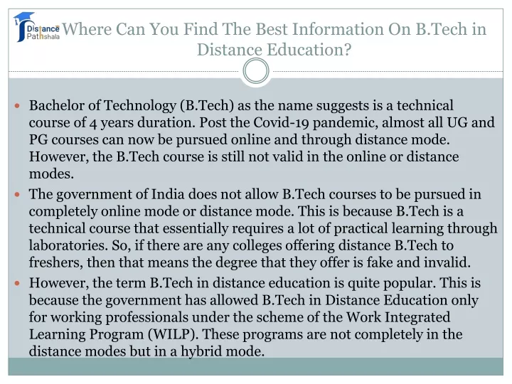 where can you find the best information on b tech in distance education