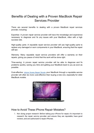 Benefits of Dealing with a Proven MacBook Repair Services Provider