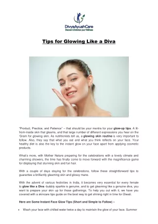 Tips for Glowing Like a Diva