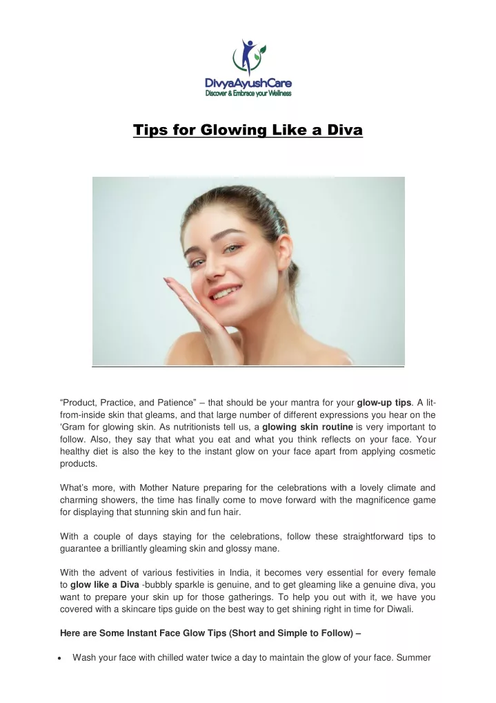 tips for glowing like a diva