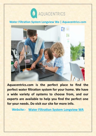 Water Filtration System Longview Wa | Aquacentrics.com