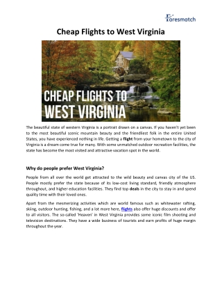 Cheap Flights to West Virginia