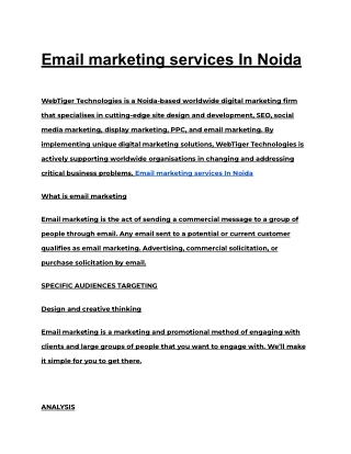 Email marketing services In Noida