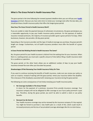 what is the grace period in health insurance plan