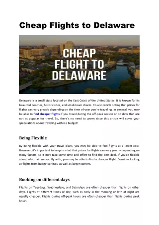 Cheap Flights to Delaware