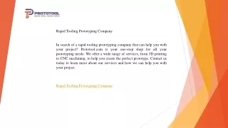Rapid Tooling Prototyping Company   Prototool.com