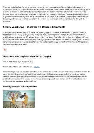 Steezy Studio: Netflix Of Dance Digital Development And Change