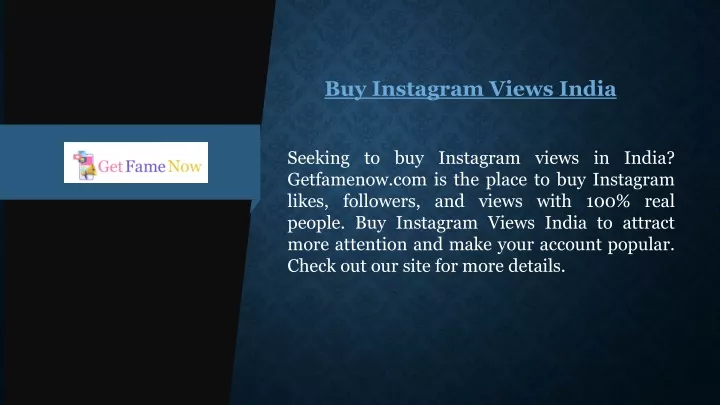 Ppt Buy Instagram Views India Powerpoint