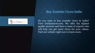 Buy Youtube Views India | Getfamenow.com