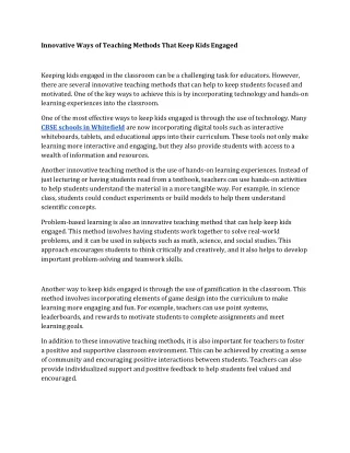 innovative ways of teaching methods that keep