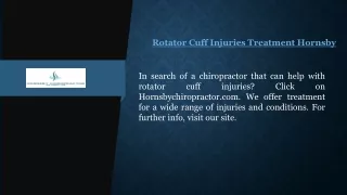 Rotator Cuff Injuries Treatment Hornsby | Hornsbychiropractor.com
