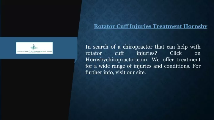 rotator cuff injuries treatment hornsby