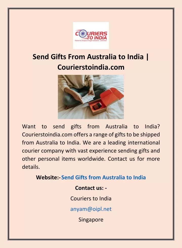 send gifts from australia to india