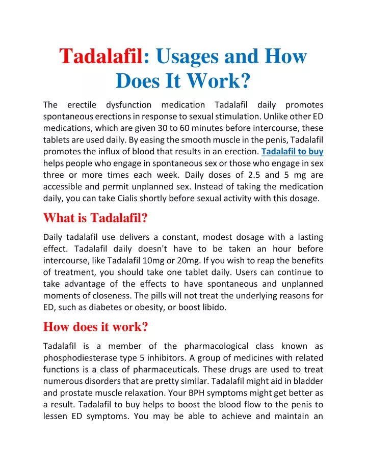 tadalafil usages and how does it work