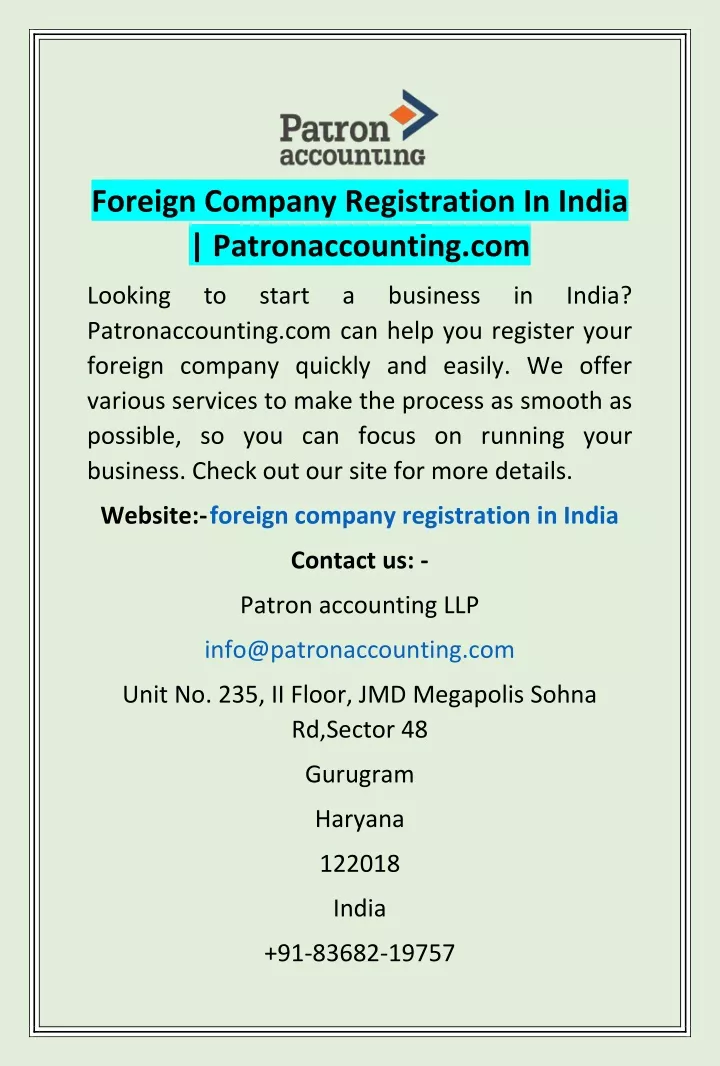 foreign company registration in india