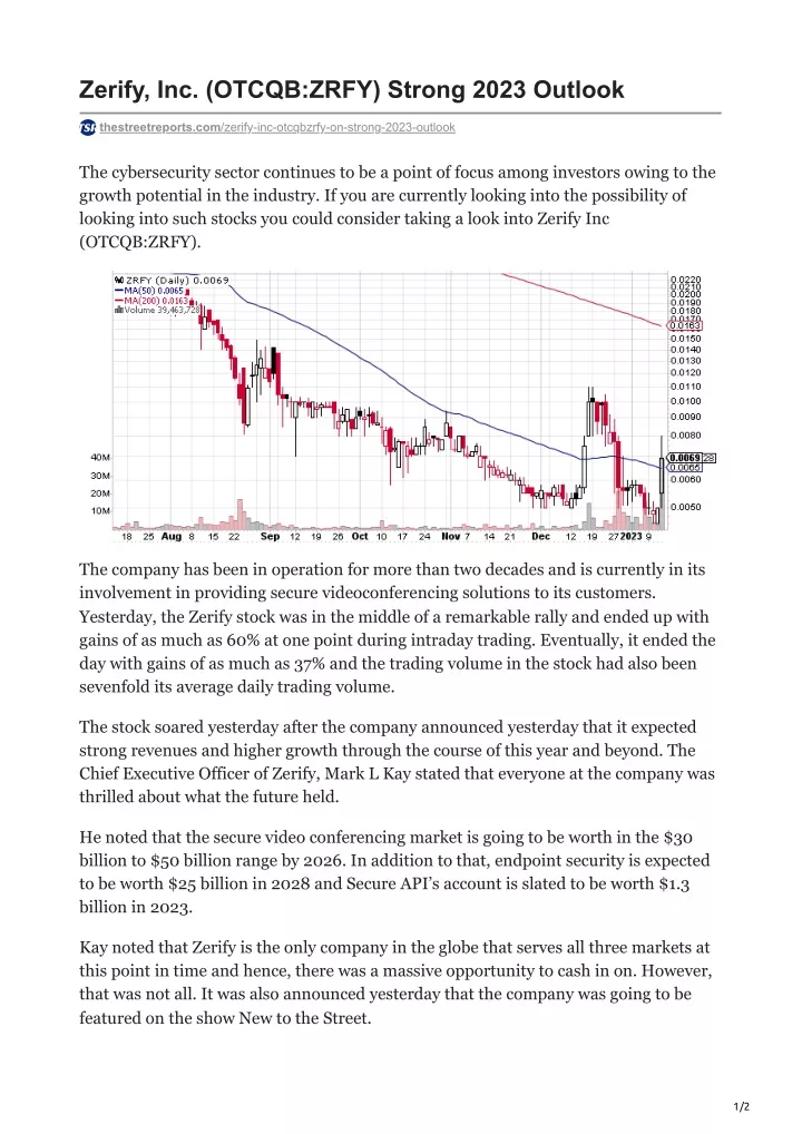 zerify inc otcqb zrfy strong 2023 outlook