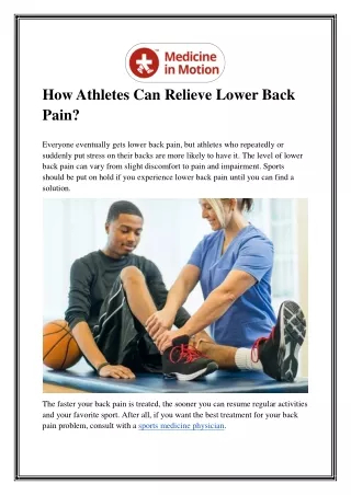 How Athletes Can Relieve Lower Back Pain