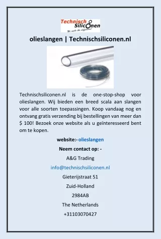 olieslangen | Technischsiliconen.nl