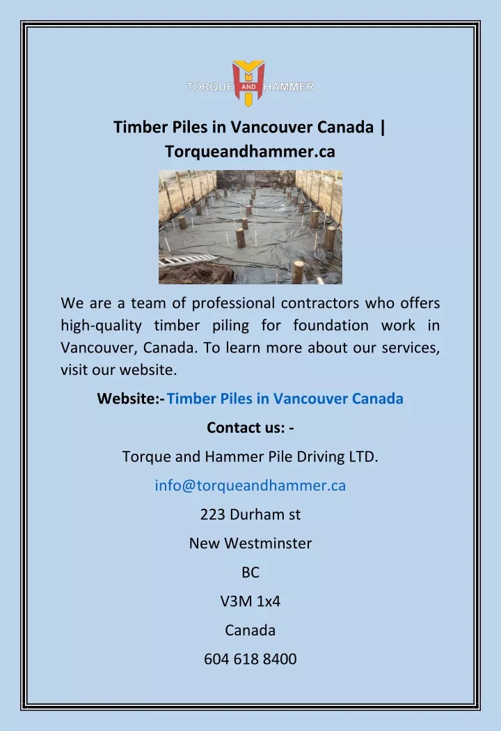 timber piles in vancouver canada torqueandhammer