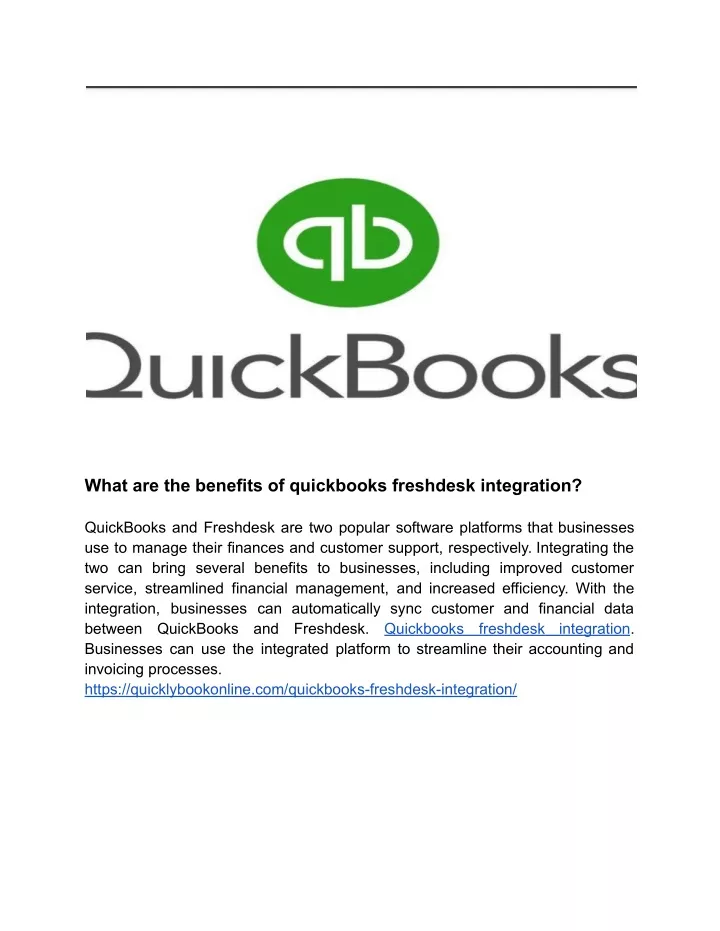 what are the benefits of quickbooks freshdesk