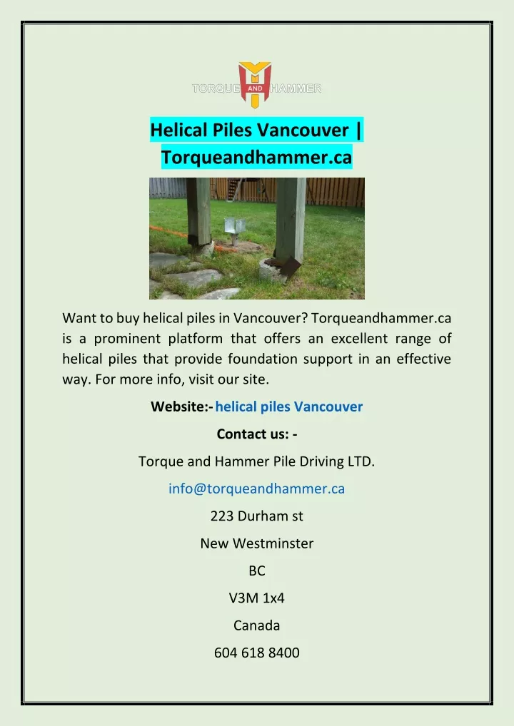 helical piles vancouver torqueandhammer ca