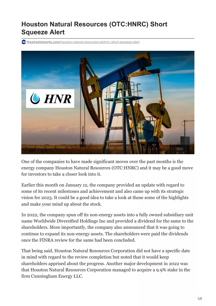 houston natural resources otc hnrc short squeeze