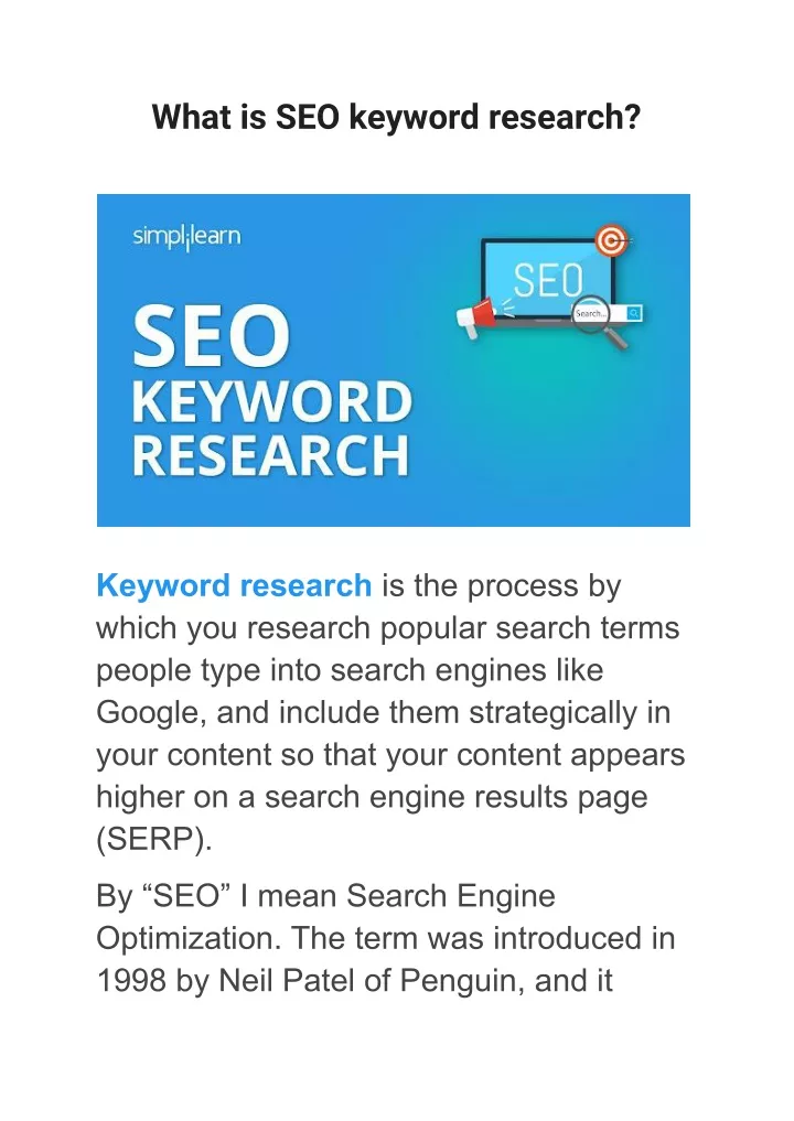 what is seo keyword research