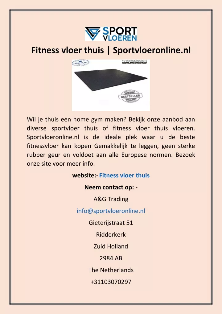 fitness vloer thuis sportvloeronline nl