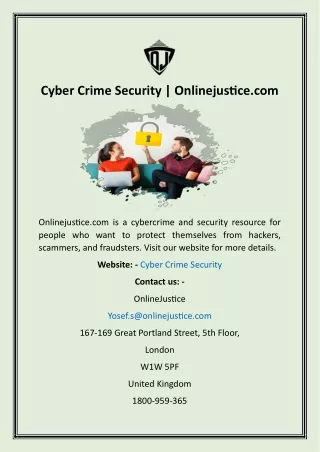 Cyber Crime Security  Onlinejustice