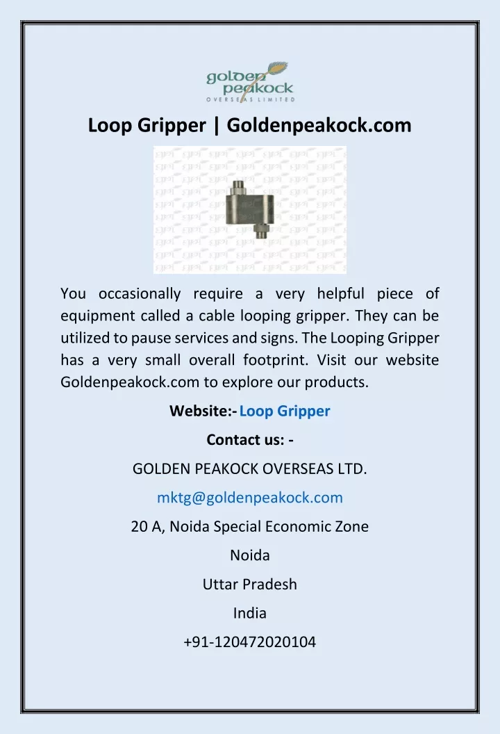 loop gripper goldenpeakock com