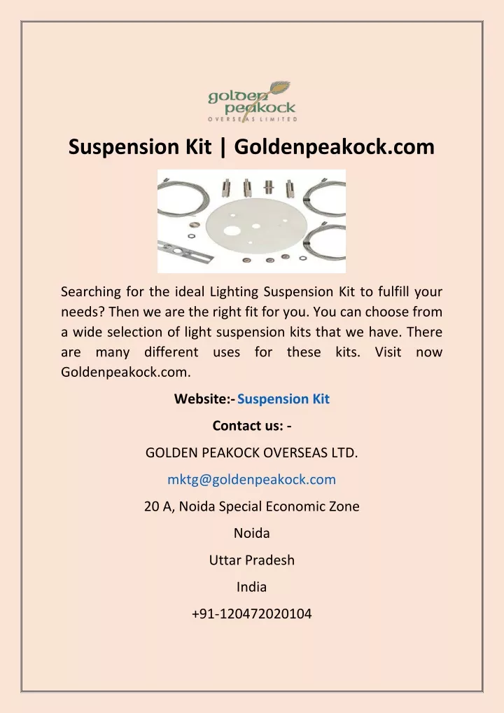 suspension kit goldenpeakock com
