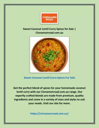Sweet Coconut Lentil Curry Spices for Sale | Cinnamonroad.com.au