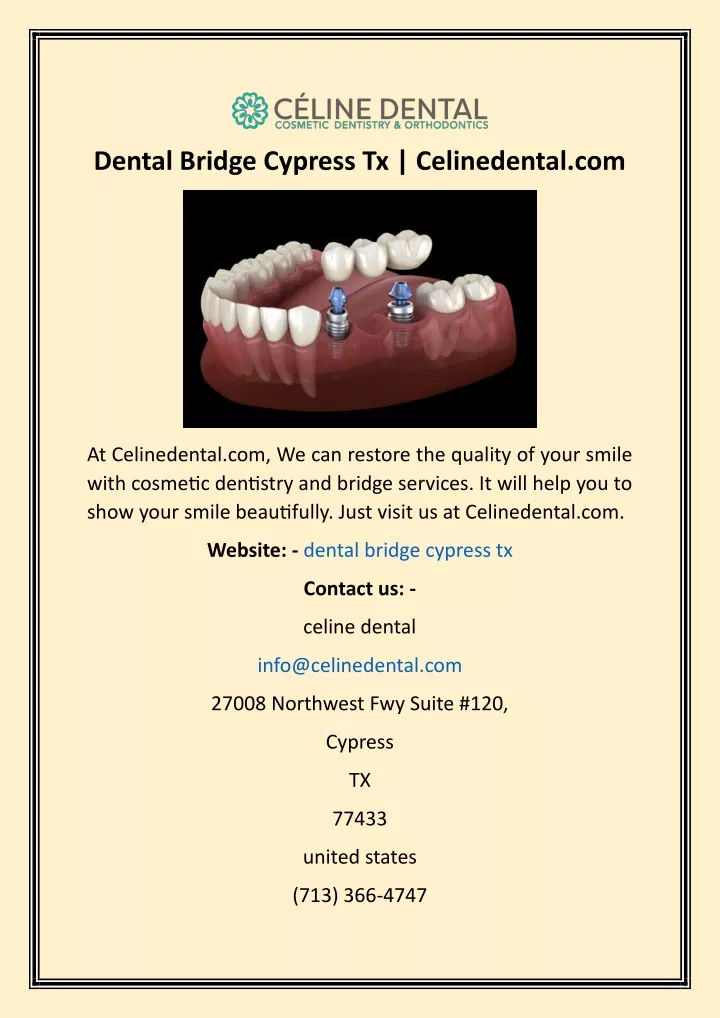 dental bridge cypress tx celinedental com