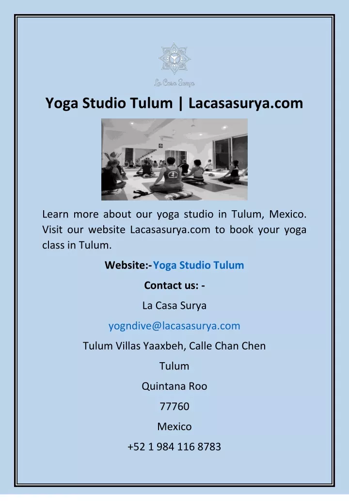 yoga studio tulum lacasasurya com