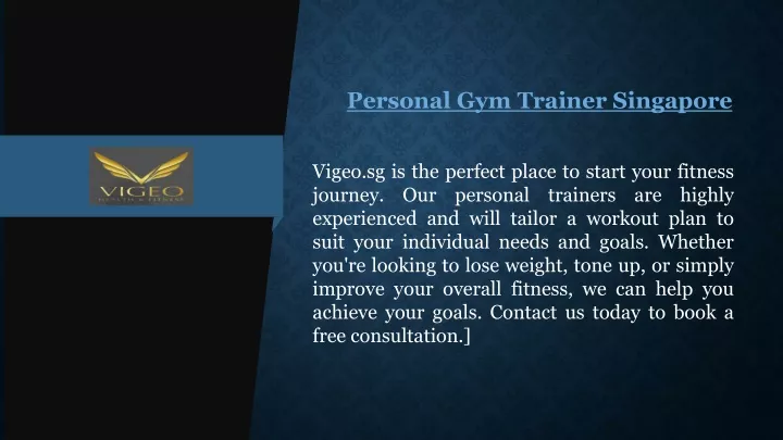 personal gym trainer singapore