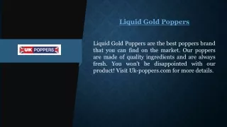 Liquid Gold Poppers | Uk-poppers.com