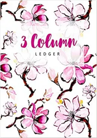 3 Column Ledger Watercolor Floral Record Book Account Journal Book Accounting Ledger